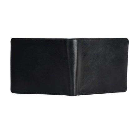 Plain Black Bi Fold Faux Leather Wallet For Men