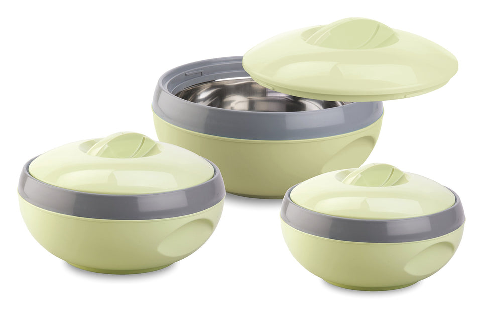 Asian Venus Plastic Casserole Set, 3- 600, 1000, 1500ml , Green - halfrate.in