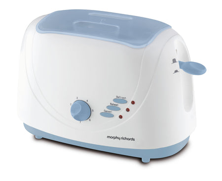 Morphy Richards AT 204 2-Slice 800-Watt Pop-up Toaster (White and Blue) - halfrate.in
