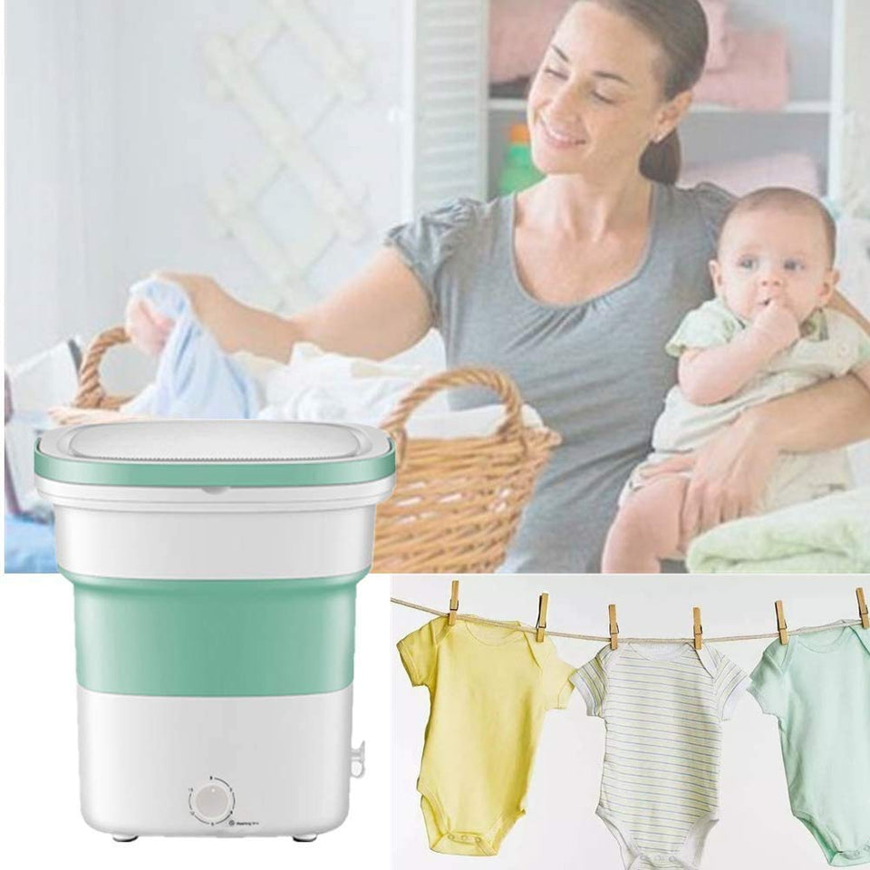 Mini Folding Washing Machine Portable, Foldable Compact Ultrasonic Small Automatic Electric Powered Cleaning Washer for Travel Home Business Trip