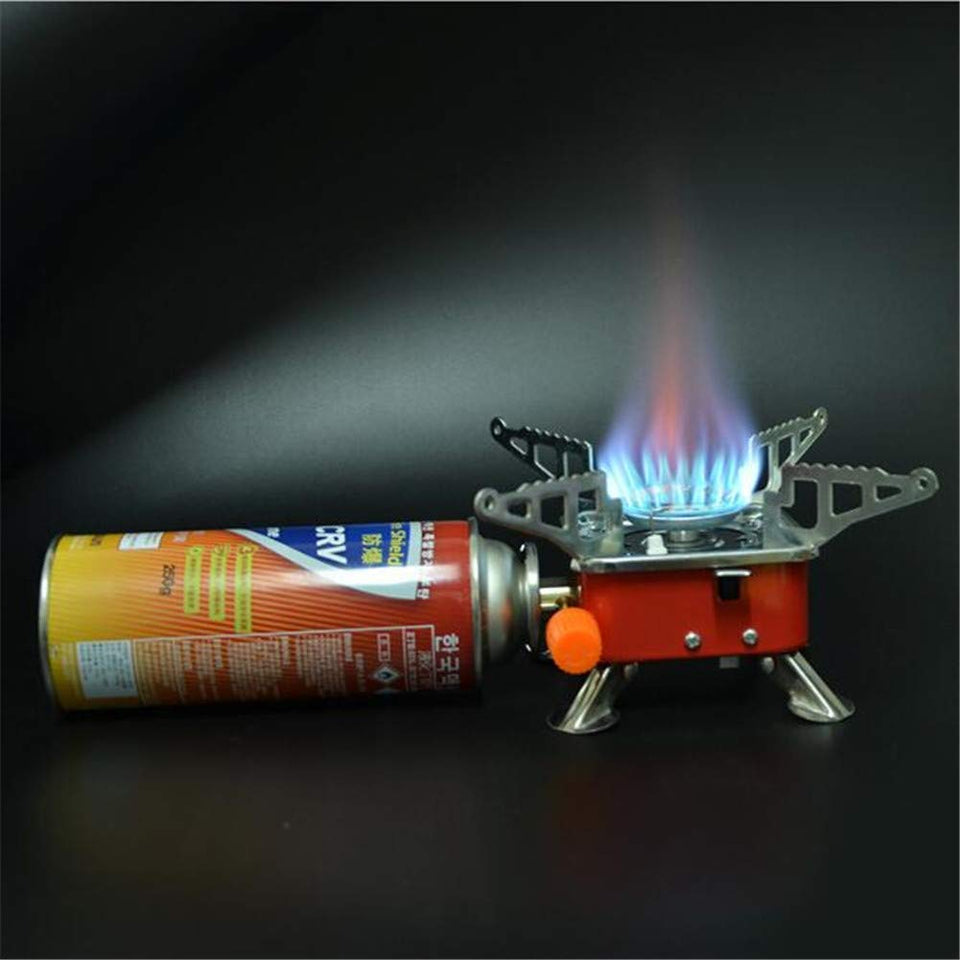 Portable Gas Stove Folding Easy to carry Butane Burner Camping Stove Folding Furnace Stove travelling Steel Cooking Stove with Storage Bag