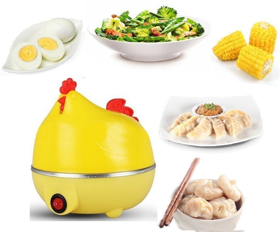 Double Layer Hen Shape Egg Boiler Electric Automatic Off 14 Egg Poacher for Steaming, Cooking, Boiling Frying and Milk Boiler with Measuring Cup (Multi Color)