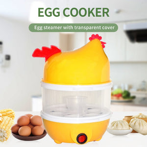 Double Layer Hen Shape Egg Boiler Electric Automatic Off 14 Egg Poacher for Steaming, Cooking, Boiling Frying and Milk Boiler with Measuring Cup (Multi Color)