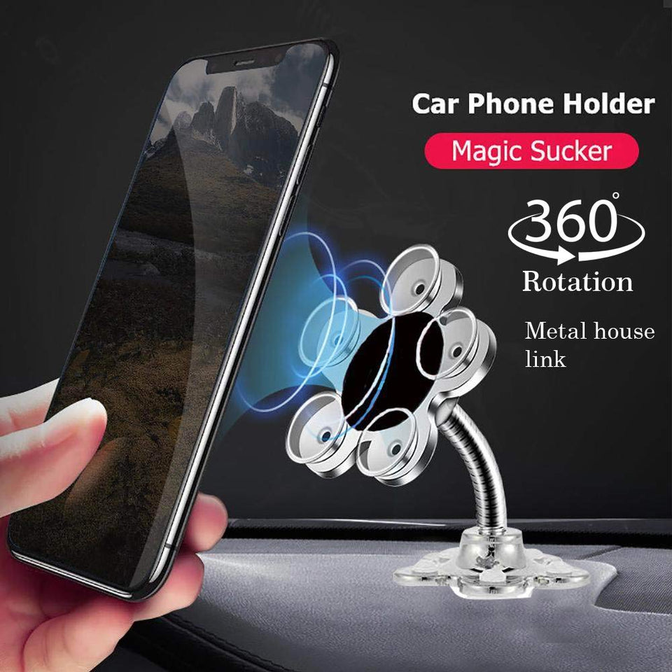 Ekdant®  Mobile Phone Holder 360 Degree Rotatable Metal Flower Magic Suction Cup VIP mobile stand Car Bracket for Home, car, Office - halfrate.in