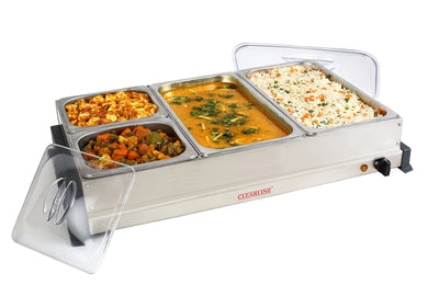 Clearline Stainless Steel  4 PAN SS FOOD WARMER AND BUFFET SERVER FWBS-02 - halfrate.in