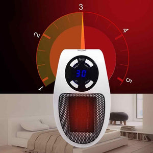 Plug in Wall Heater 500w Mini Electric Space Portable Digital Personal Heater-Wall Outlet Electric Space Heater as Seen on TV with Adjustable Thermostat and Timer and Led Display