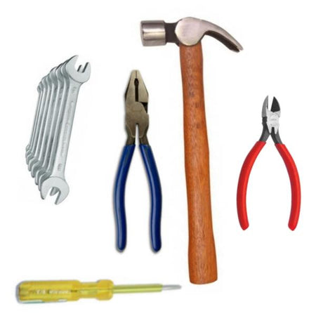 Saleshop365® Home tools Combo - Hammer + 2 Pliers + Line Tester + 8 pcs Spanner - halfrate.in
