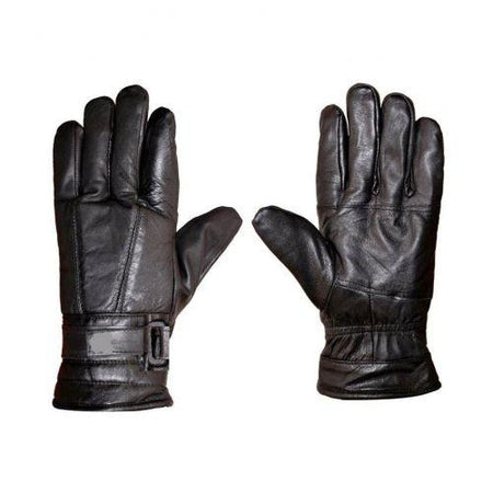 Men Black Solid Leather Warm Winter Riding Gloves, Protective Cycling Byke Bike Motorcycle Gloves - halfrate.in