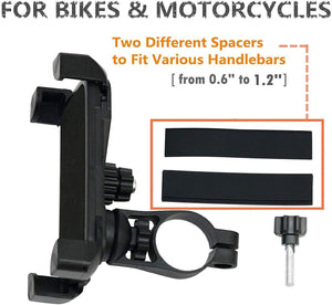 Universal Bike Motorcycle Cell Phone Holder Mount Stand Bracket Fits for All Mobile Phones Size Upto 5.5" inch Mount Holder Mobile Phones Bike Holder